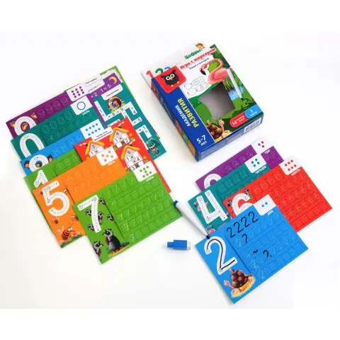 Гра з маркером Пиши та витирай Цифри, Vladi Toys, VT5010-04