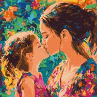 Набір для розпису по номерах Материнський поцілунок, Ideyka, 40x40 см, КНО8577