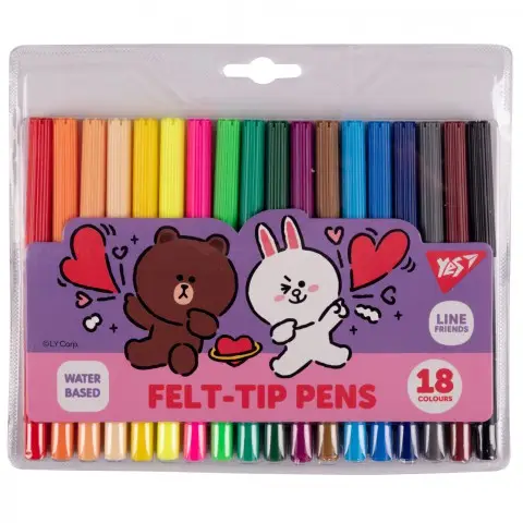 Фломастери Yes Line Friends, 18 кольорів