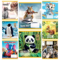 Зошити учнівські 12 аркушів коса лінія Тверда Мікс 2, 25 шт. в упаковці