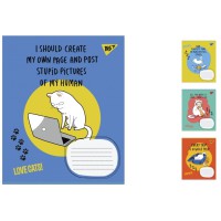 Зошити учнівські 12 аркушів лінія. 1В Love cats, 25 шт. в упаковці