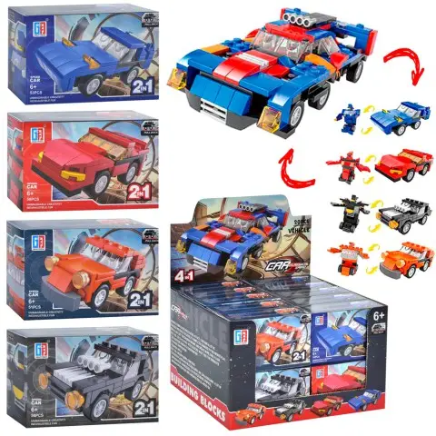 Конструктор 2в1 Транспорт-трансформер, 123-353/357, від 51 деталі, (В асортименті)