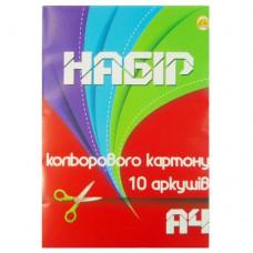 А4 10 Картон цветной ТМ "Тетрада", 5шт в упак. /25/
