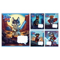 Зошити учнівські 12 аркушів клітинка 1B Super Dog, 25 шт. в упаковці