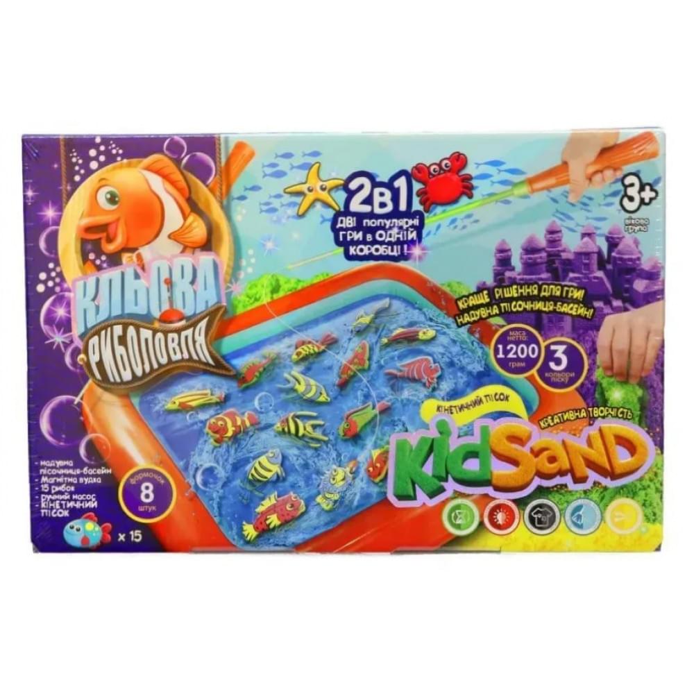 Гра велика наст. "2 в 1: "Кльова риболовля" та "Кінетичний пісок KIDSAND" укр Danko Toys (5)