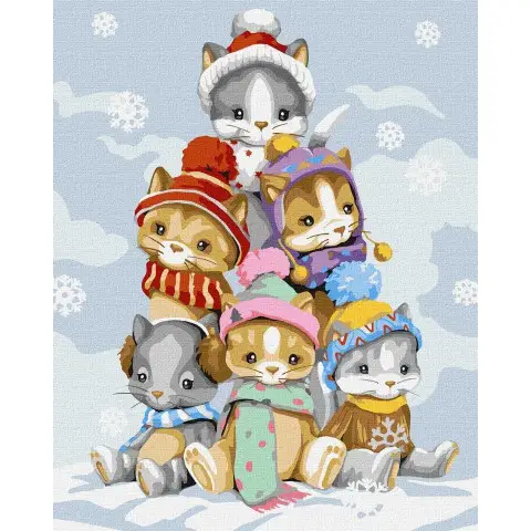 Набір для розпису по номерах Пухнастики взимку, 40x50 см, КНО6531