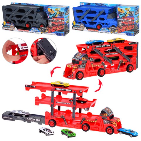 Трейлер, 29.5 см, з металевими машинками, 6 шт. (В асортименті)