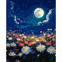 Картина за номерами Містична ніч над весняним лугом Ideyka 40×50 см КНО6386