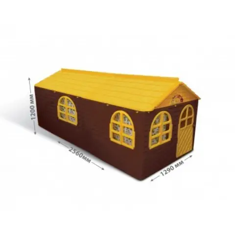 Будинок зі шторками Фламінго, 2560x1290x1200 мм, коричнево-жовтий