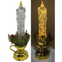 Свічка декоративна LED Новорічна золото 26 см USB+батарейки 2231-А