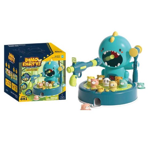 Стукалка музична Динозаврик, підсвічування, мелодії, фрази англійською, тир, катапульта, пістолет, рівні