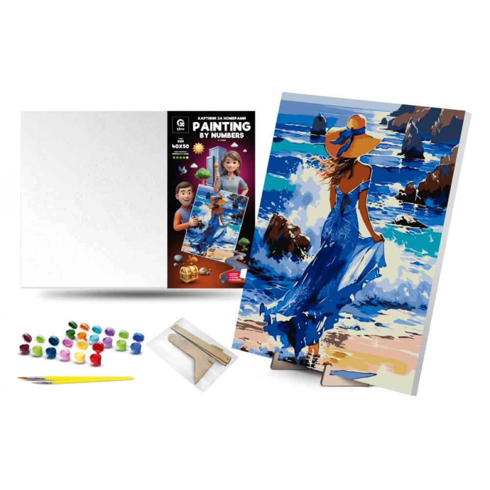 Набір для розпису по номерах Qbee "Я - Стихія" з дерев'яною підставкою 40х50см QB900-033