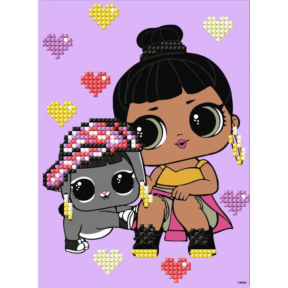 Набір з алмазною мозаїкою (вибірковою) "L.O.L. Surprise! Honey Bun With Bunny Hun" 15x20см