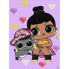 Набір з алмазною мозаїкою (вибірковою) "L.O.L. Surprise! Honey Bun With Bunny Hun" 15x20см