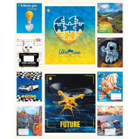 Зошити учнівські 48 аркушів клітинка Люкс ТЕ11531 Мікс 3, 10 шт. в упаковці