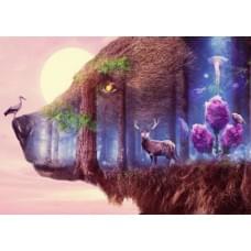 Алмазна мозаїка за номерами 40*50 "Ведмідь" карт уп. (полотно на рамі)