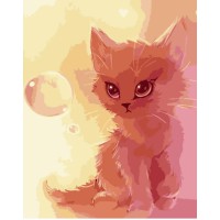 Набір для розпису по номерах Кошеня з бульбашкою, Strateg, 40x50 см, DY187