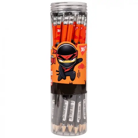Набір олівців чорнографітних YES Ninja, HB, з гумкою, 36 шт., 280671