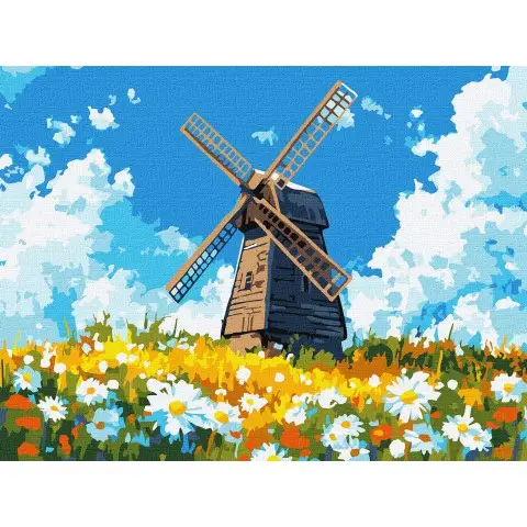 Картина за номерами Млин посеред поля Ideyka 30×40 см КНО6399