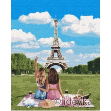 Картина за номерами  "подружки в парижі" 40*50см
