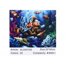 Алмазна мозаїка за номерами 30*40 "підводний світ" 60766
