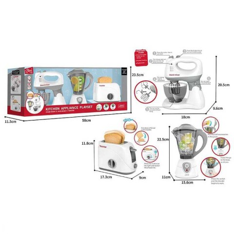 Дитячий кухонний набір, тостер, блендер, міксер, підсвічування, F2319