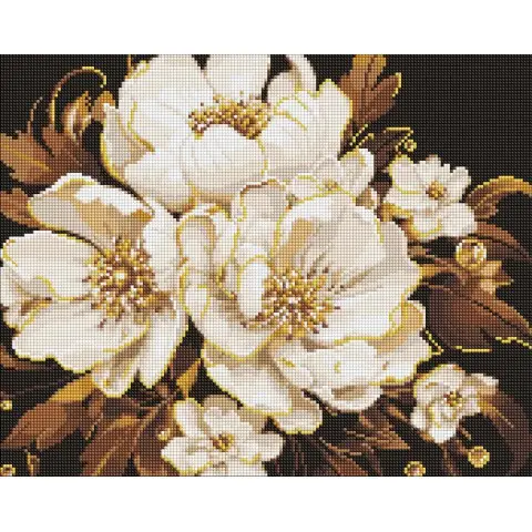 Алмазна мозаїка Біла ніжність з АВ стразами 40×50 см AMO8006