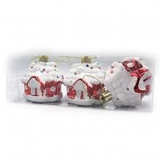 Елочные украшения "Домик" 3шт PVC 1шт/этик