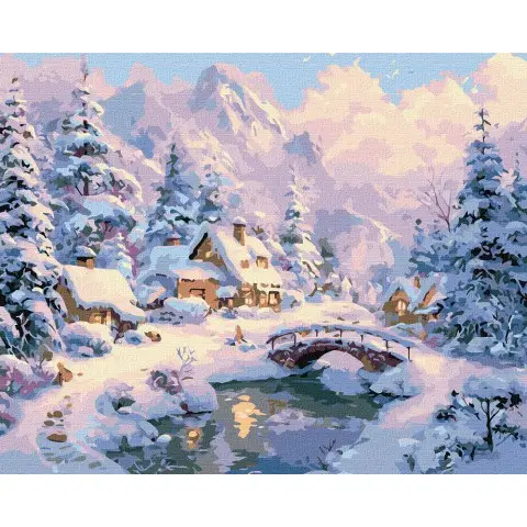 Картина за номерами Зимовий затишок серед гір Ideyka 40×50 см КНО6422