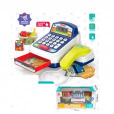 Касовий апарат 16см, калькулятор, сканер, звук, світло, корзина, продукти,гроші,картки,на бат-ці, в кор-ці, 29-13-14см /36/