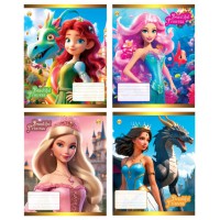 Зошити учнівські 12 аркушів коса лінія Тверда Принцеси, 25 шт. в упаковці