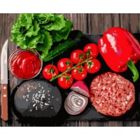 Набір для розпису по номерах Овочевий асортимент, на кольоровому фоні, 40x50 см, MZ056