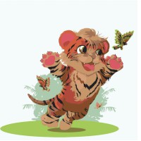 Набір для розпису по номерах Тигреня, Strateg, з лаком, 30x30 см, ES040