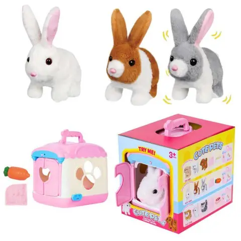 Зайчик інтерактивний, 15 см, звук, стрибає, 933-104E (В асортименті)