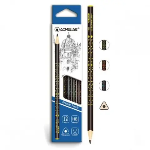 Олівець графітовий Acmeliae Зірочки, HB, трикутний корпус, 2.2 мм, 12 шт. в упаковці