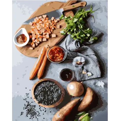 Набір для розпису по номерах Процес приготування, Strateg, 40x50 см, GS1385