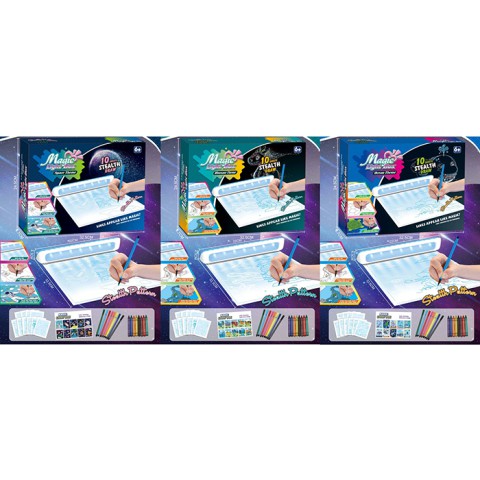 Дощечка для малювання, світло, LED, картки, фломастери, воскова крейда, чарівна папір (В асортименті)