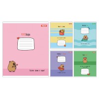 Зошити учнівські 12 аркушів коса лінія 1B Happy Capybara, 25 шт. в упаковці