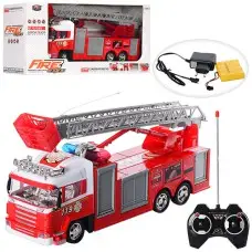 Машина пожарная радиоуправляемая, на аккумуляторе, резиновые колеса, свет, звук, 666-117A