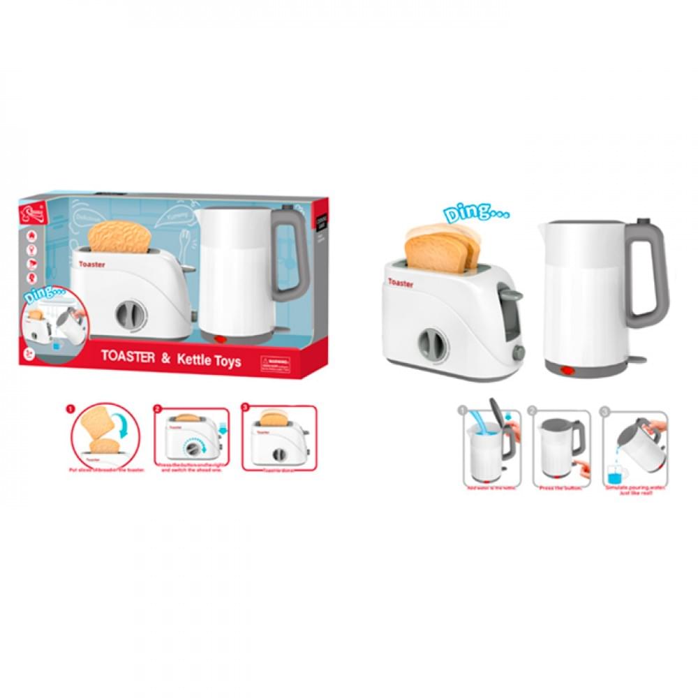 Набір побутової техніки тостер 17см (механічний), чайник 16,5см-звук, світло, на бат-ці, в кор-ці, 38-20-11см /12/