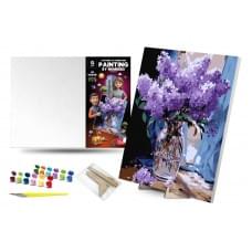 Набір для розпису по номерах Qbee "Духмяний бузок" з дерев'яною підставкою 40х50см QB900-054