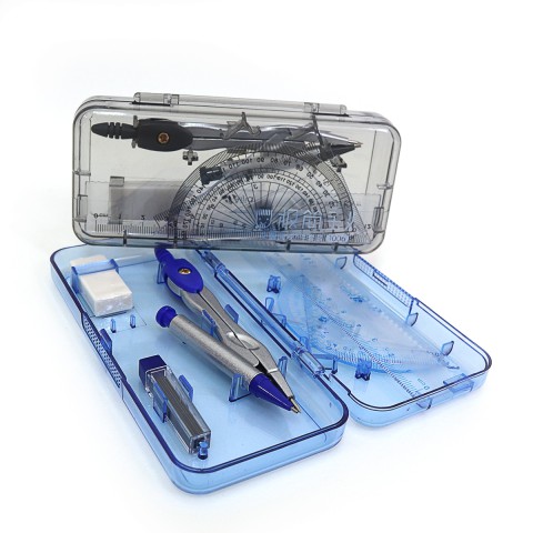 Готовальня, 7 предметів, 4 лінійки, циркуль, грифель, ластик, AJ-1006