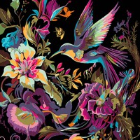 Набір для розпису по номерах Танець у повітрі, Strateg, на чорному фоні, 40x40 см, AV4040-62