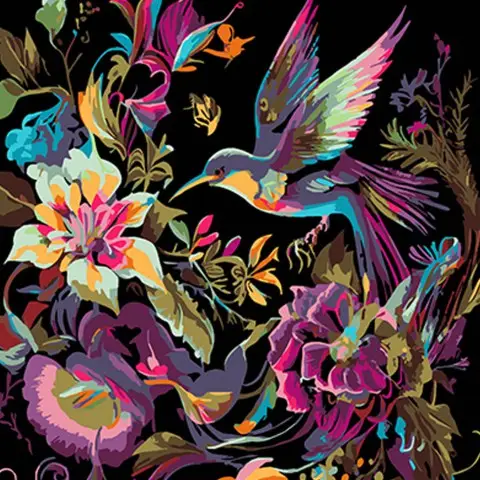 Набір для розпису по номерах Танець у повітрі, Strateg, на чорному фоні, 40x40 см, AV4040-62