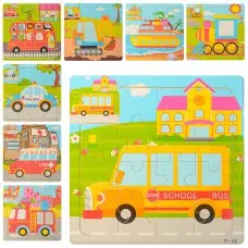 Деревянная игрушка Пазлы транспорт, 15x15x0.5 см (в ассортименте)
