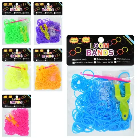 Набір для плетіння браслетів, гумочки, гачок, 6 кольорів 26015-16