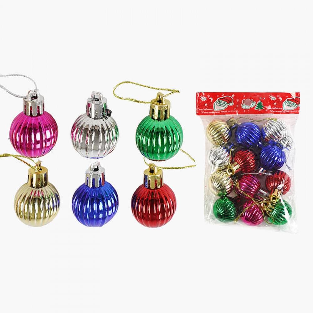 Новорічні прикраси 12 штук, кульки, D=3 см, у п/е /450/