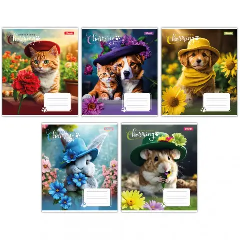 Зошити учнівські 12 аркушів лінія 1B Charming companions, 25 шт. в упаковці