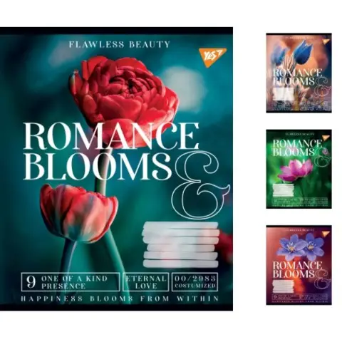 Зошити учнівські 48 аркушів лінія. YES Romance blooms 10 шт. в упаковці