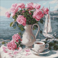 Алмазна мозаїка на підрамнику Ранкові троянди Ideyka 40×40 см AMO8341